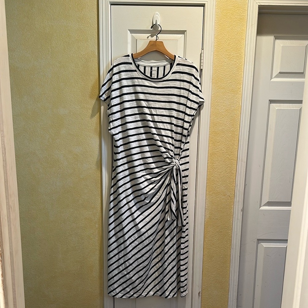 Sonoma Striped Black and White Dress with Side Tie